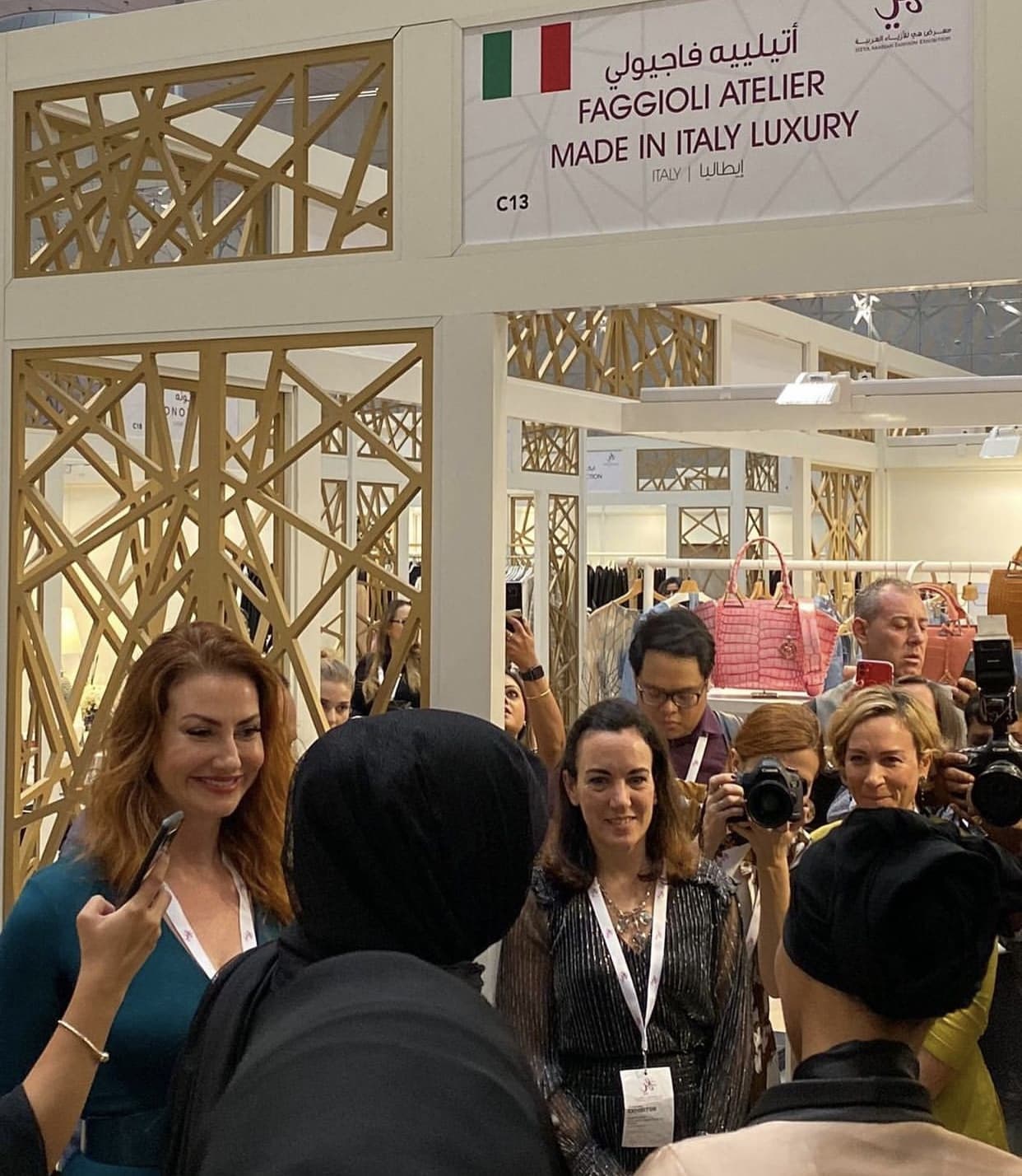 The Faggioli Atelier booth, Made in Italy luxury, at the fair.