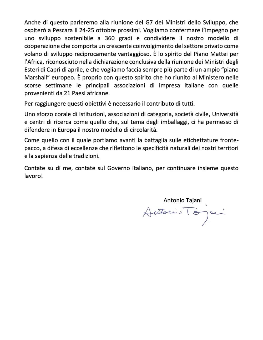 副总理兼外交部长 Antonio Tajani 致辞,第二页