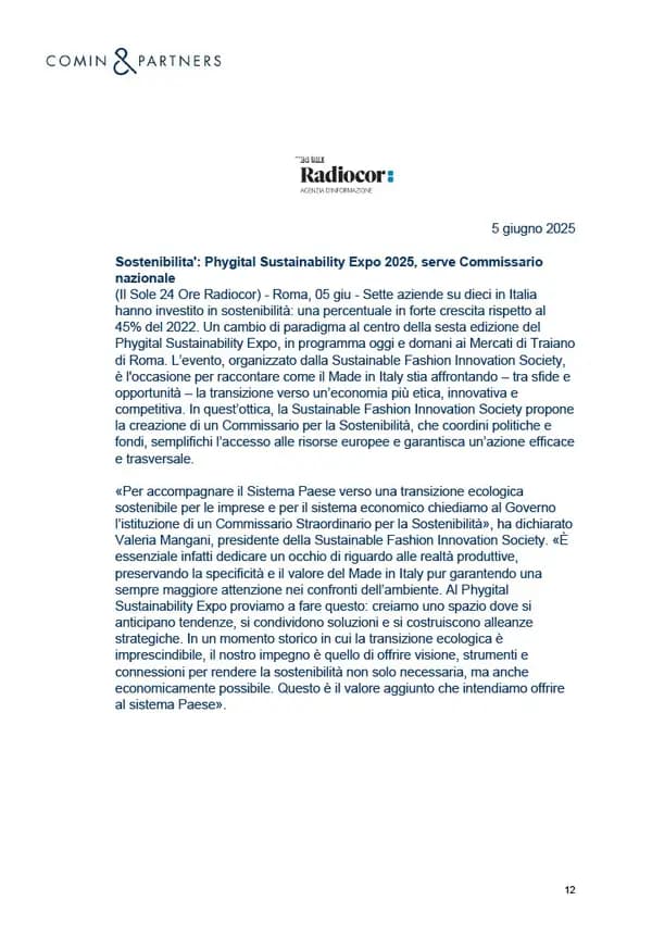 Il Sole 24 Ore Radiocor, 05.06.2025
