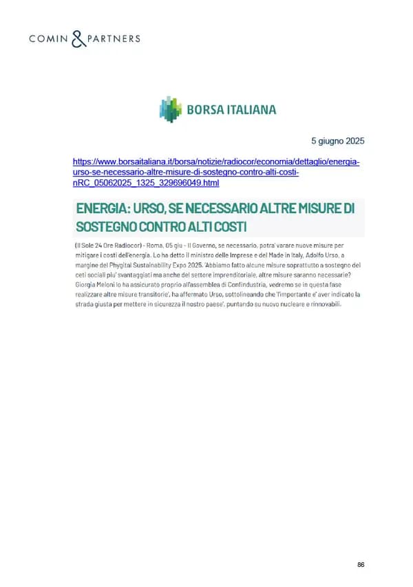 Borsa Italiana, 05.06.2025