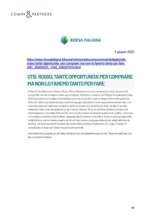 Borsa Italiana, 05.06.2025